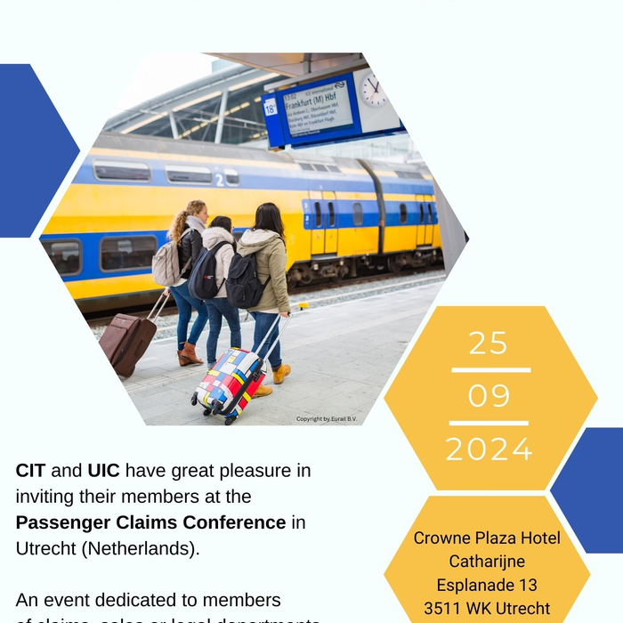 CIT - UIC Passenger Claims Conference on 25 September 2024 in Utrecht